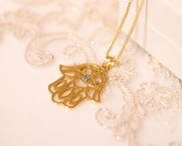 Hamsa Necklace, 14K Gold Hamsa Pendant, Gold Lucky Charm Necklace, Evil Eye Necklace, Hand Protection Necklace, Hand of God, Israeli Jewelry