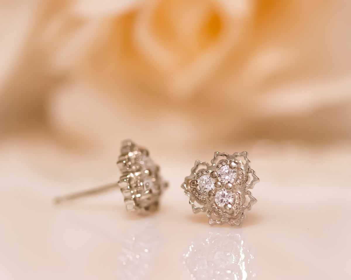 Unique Diamond Earrings, Gold Stud Earrings, Diamond Studs, 14K Diamond Earrings, Diamond Bridal Earrings Wedding Gift, Anniversary Earrings