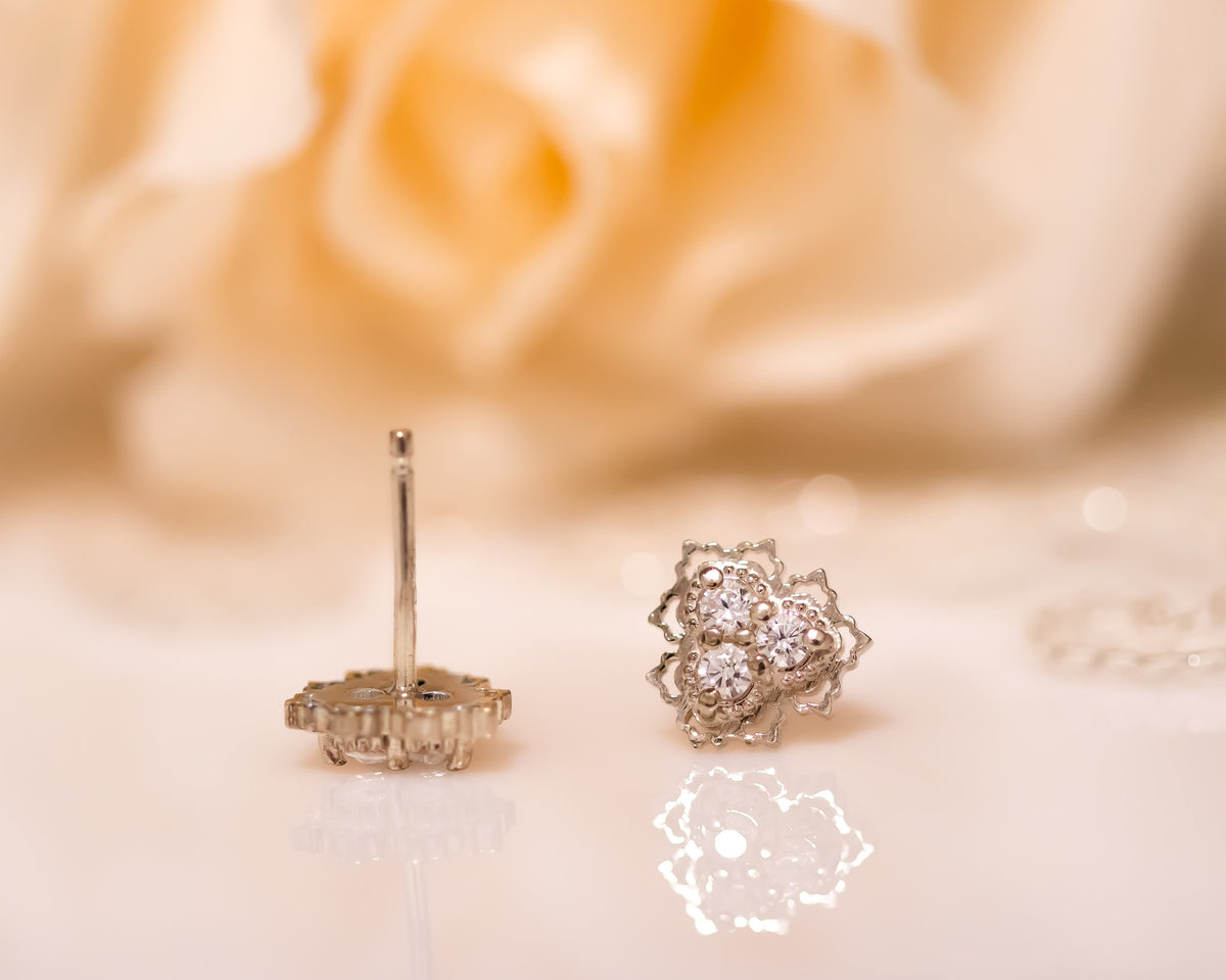 Unique Diamond Earrings, Gold Stud Earrings, Diamond Studs, 14K Diamond Earrings, Diamond Bridal Earrings Wedding Gift, Anniversary Earrings