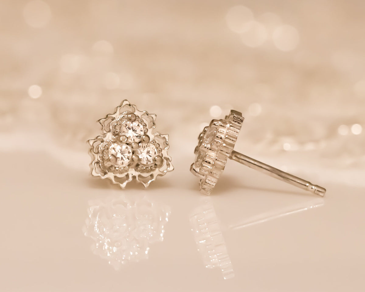 Unique Diamond Earrings, Gold Stud Earrings, Diamond Studs, 14K Diamond Earrings, Diamond Bridal Earrings Wedding Gift, Anniversary Earrings