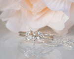Diamond Bridal Set, Wedding Bridal Ring Set, Unique Engagement Ring, Cluster Diamond Ring 14K Gold Diamond Ring, Art Deco Wedding Ring Set