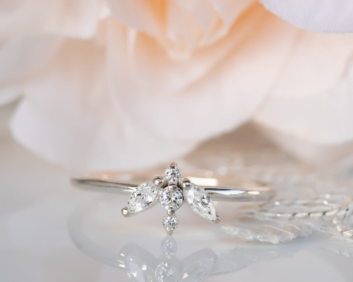 Diamond Ring, Unique Diamond Engagement Ring, Cluster Diamond Ring, Unique Engagement Ring, 14K Gold Diamond Ring, Art Deco Diamond Ring