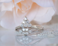 Diamond Bridal Set, Wedding Bridal Ring Set, Wedding Ring Set, Cluster Diamond Ring, Wedding Engagement Ring Set, 14K Gold Diamond Ring