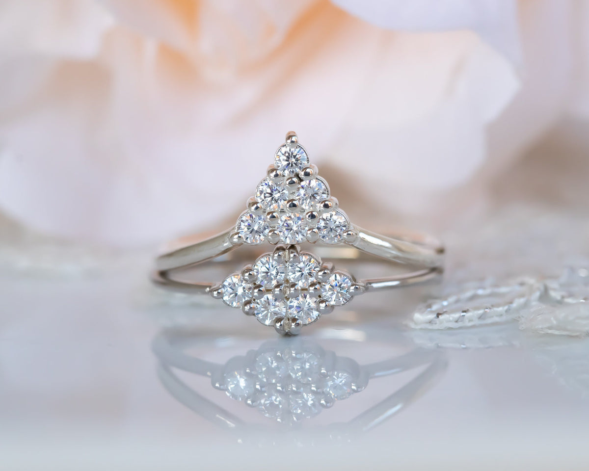 Diamond Bridal Set, Wedding Bridal Ring Set, Wedding Ring Set, Cluster Diamond Ring, Wedding Engagement Ring Set, 14K Gold Diamond Ring