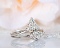 Diamond Bridal Set, Wedding Bridal Ring Set, Wedding Ring Set, Cluster Diamond Ring, Wedding Engagement Ring Set, 14K Gold Diamond Ring