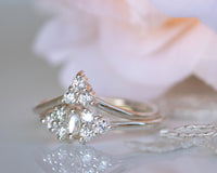 Diamond Bridal Set, Wedding Bridal Ring Set, Wedding Ring Set, Cluster Diamond Ring, Wedding Engagement Ring Set, 14K Gold Diamond Ring