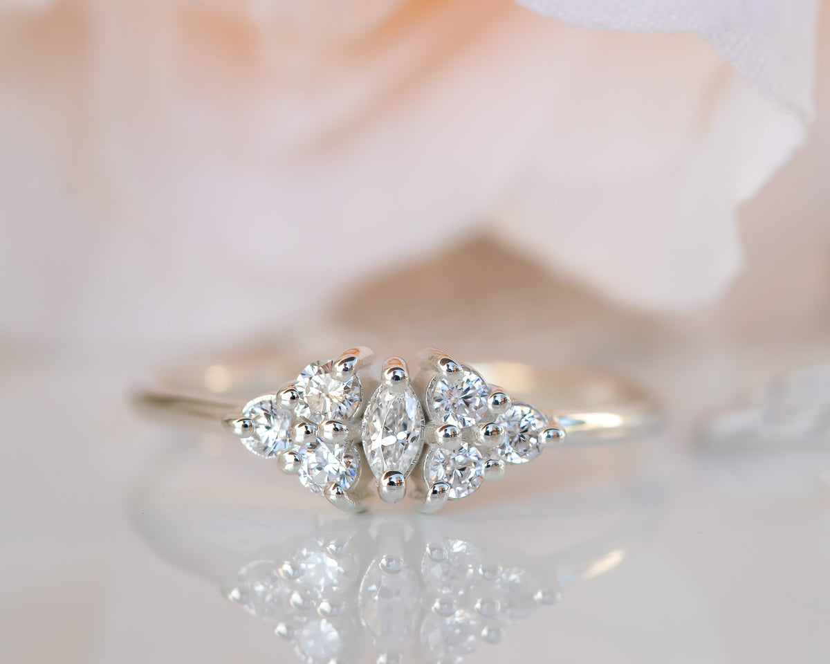 Diamond Bridal Set, Wedding Bridal Ring Set, Wedding Ring Set, Cluster Diamond Ring, Wedding Engagement Ring Set, 14K Gold Diamond Ring