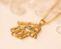 Hamsa Necklace, 14K Gold Hamsa Pendant, Gold Lucky Charm Necklace, Evil Eye Necklace, Hand Protection Necklace, Hand of God, Israeli Jewelry