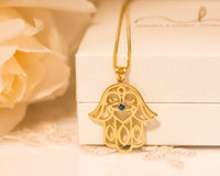 Evil Eye Pendant Necklace, Hamsa Necklace, 14K Gold Hamsa, Gold Lucky Charm Necklace, Hand Protection Necklace, Hand of God, Israeli Jewelry