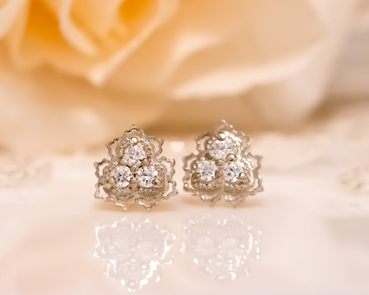 Unique Diamond Earrings, Gold Stud Earrings, Diamond Studs, 14K Diamond Earrings, Diamond Bridal Earrings Wedding Gift, Anniversary Earrings