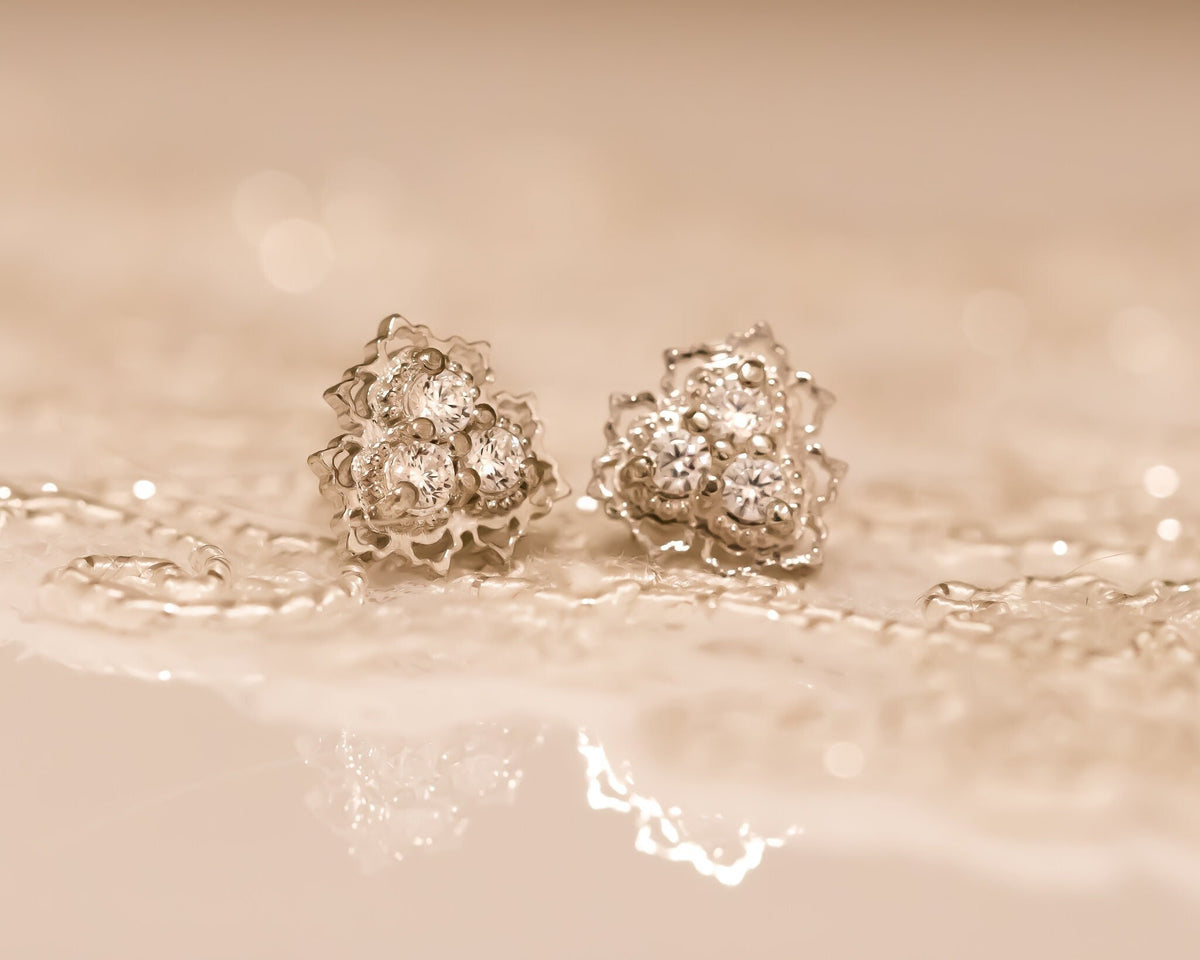 Unique Diamond Earrings, Gold Stud Earrings, Diamond Studs, 14K Diamond Earrings, Diamond Bridal Earrings Wedding Gift, Anniversary Earrings