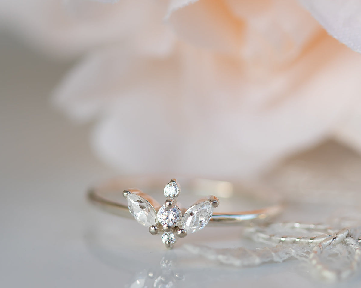 Diamond Ring, Unique Diamond Engagement Ring, Cluster Diamond Ring, Unique Engagement Ring, 14K Gold Diamond Ring, Art Deco Diamond Ring