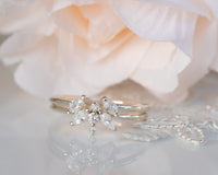 Diamond Ring, Unique Diamond Engagement Ring, Cluster Diamond Ring, Unique Engagement Ring, 14K Gold Diamond Ring, Art Deco Diamond Ring