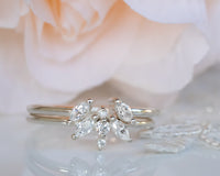 Diamond Bridal Set, Wedding Bridal Ring Set, Unique Engagement Ring, Cluster Diamond Ring 14K Gold Diamond Ring, Art Deco Wedding Ring Set