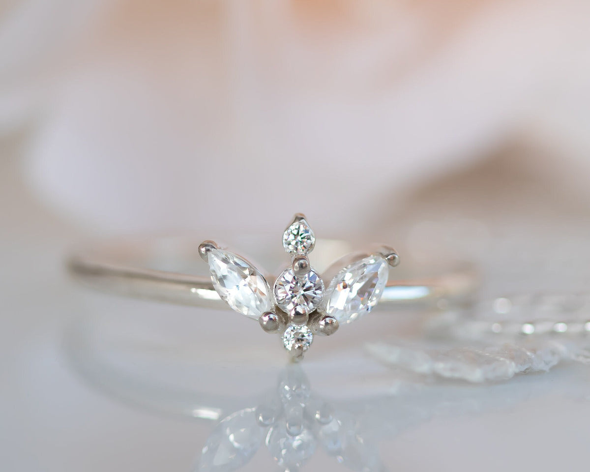 Diamond Ring, Unique Diamond Engagement Ring, Cluster Diamond Ring, Unique Engagement Ring, 14K Gold Diamond Ring, Art Deco Diamond Ring