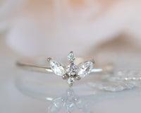 Diamond Ring, Unique Diamond Engagement Ring, Cluster Diamond Ring, Unique Engagement Ring, 14K Gold Diamond Ring, Art Deco Diamond Ring