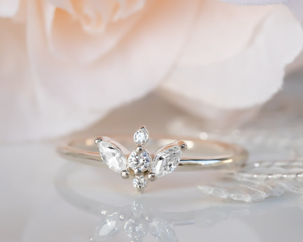 Diamond Ring, Unique Diamond Engagement Ring, Cluster Diamond Ring, Unique Engagement Ring, 14K Gold Diamond Ring, Art Deco Diamond Ring