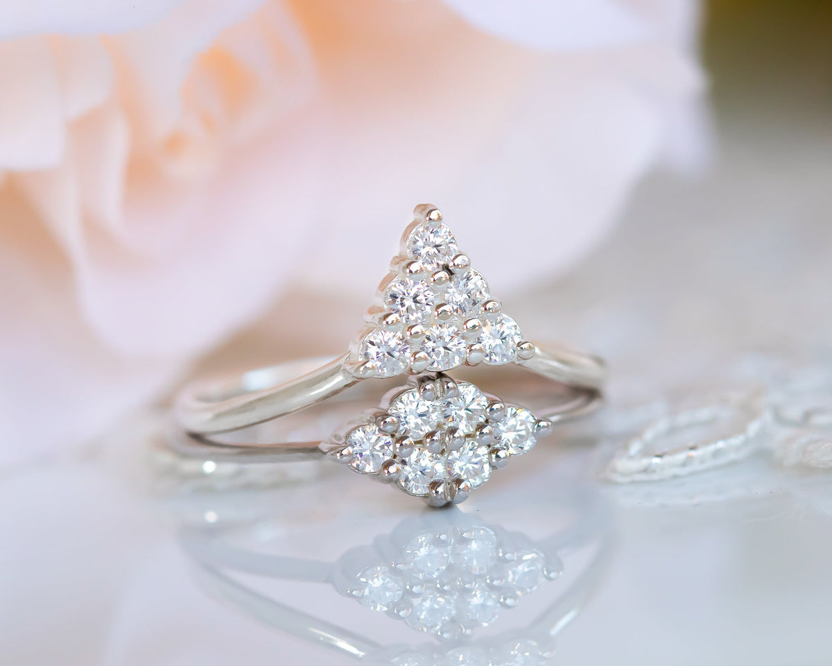 Diamond Bridal Set, Wedding Bridal Ring Set, Wedding Ring Set, Cluster Diamond Ring, Wedding Engagement Ring Set, 14K Gold Diamond Ring