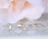 Diamond Bridal Set, Wedding Bridal Ring Set, Wedding Ring Set, Cluster Diamond Ring, Wedding Engagement Ring Set, 14K Gold Diamond Ring