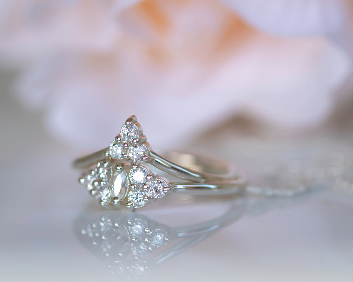 Diamond Bridal Set, Wedding Bridal Ring Set, Wedding Ring Set, Cluster Diamond Ring, Wedding Engagement Ring Set, 14K Gold Diamond Ring