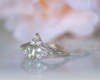 Diamond Bridal Set, Wedding Bridal Ring Set, Wedding Ring Set, Cluster Diamond Ring, Wedding Engagement Ring Set, 14K Gold Diamond Ring