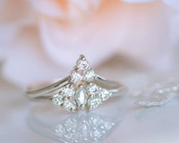 Diamond Bridal Set, Wedding Bridal Ring Set, Wedding Ring Set, Cluster Diamond Ring, Wedding Engagement Ring Set, 14K Gold Diamond Ring