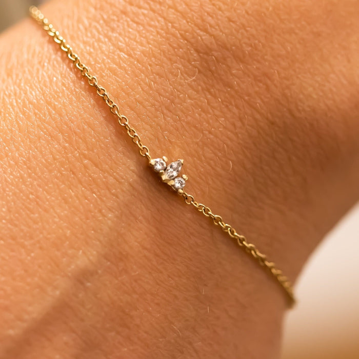 14k Gold Diamond Bracelet, Dainty Diamond Bracelet, Diamond Gold Chain Bracelet, Bridal Gift, Minimalist Diamond Bracelet, Gift For Her