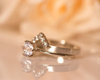 Moissanite Diamond Ring Set, 1 CT Engagement Ring Cevron Wedding Set, Bridal Set Moissanite Engagement Ring Set 1 CT Diamond Engagement Ring