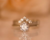 Moissanite Diamond Ring Set, 1 CT Engagement Ring Cevron Wedding Set, Bridal Set Moissanite Engagement Ring Set 1 CT Diamond Engagement Ring