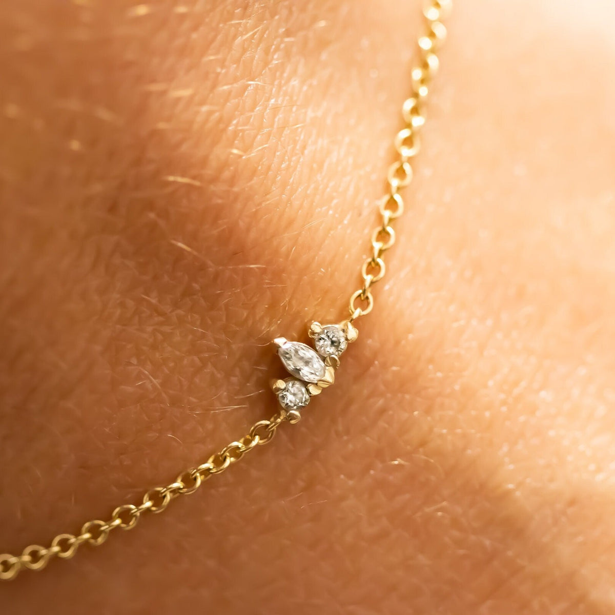 14k Gold Diamond Bracelet, Dainty Diamond Bracelet, Diamond Gold Chain Bracelet, Bridal Gift, Minimalist Diamond Bracelet, Gift For Her