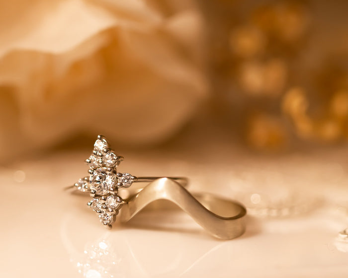 Diamond Wedding Ring Set, Bridal Set, Cluster Diamond Engagement ring, Unique Diamond Ring, Diamond Cluster ring, Cluster engagement ring