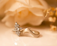 Diamond Wedding Ring Set, Bridal Set, Cluster Diamond Engagement ring, Unique Diamond Ring, Diamond Cluster ring, Cluster engagement ring