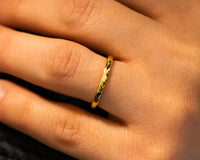 14k Gold Hammered Ring, Gold Wedding Band, Comfort Fit Gold Ring