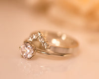 Moissanite Diamond Ring Set, 1 CT Engagement Ring Cevron Wedding Set, Bridal Set Moissanite Engagement Ring Set 1 CT Diamond Engagement Ring