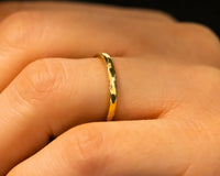 14k Gold Hammered Ring, Gold Wedding Band, Comfort Fit Gold Ring