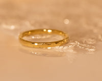 14k Gold Hammered Ring, Gold Wedding Band, Comfort Fit Gold Ring