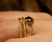 Nature Inspired Engagement Ring, 14k Gold Topaz Ring, London Blue Topaz Ring, Nature Lover Gift, Organic Ring for Women, Twig Gold Ring