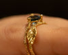 Nature Inspired Engagement Ring, 14k Gold Topaz Ring, London Blue Topaz Ring, Nature Lover Gift, Organic Ring for Women, Twig Gold Ring