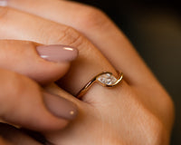 Diamond Engagement Ring, Marquise Diamond Gold Ring, 14K or 18K Gold Marquise cut Diamond Engagement Ring