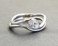 Diamond Engagement Ring, Marquise Diamond Gold Ring, 14K or 18K Gold Marquise cut Diamond Engagement Ring