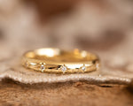 Diamond Wedding Band, Stars Diamond Gold Ring, 14K or 18K Wedding Ring, Anniversary Ring