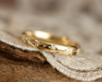 Diamond Wedding Band, Stars Diamond Gold Ring, 14K or 18K Wedding Ring, Anniversary Ring
