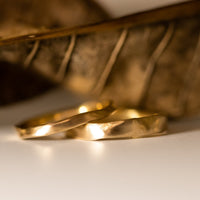 His and Hers Wedding Bands, Matching Wedding Rings, Wedding Bands Set, 14k Gold Wedding Ring, Unique Gold Rings for Couples, Rough Gold Ring