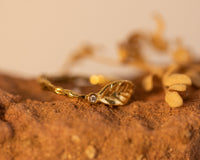 Leaf Ring, Diamond Gold Ring, Nature Inspired Twig Ring Gold Ring, Diamond Stacking Ring, Small Diamond Engagement Ring, Leaf and Twig, Gift
