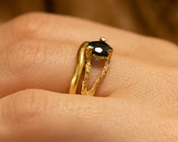 Nature Inspired Engagement Ring, 14k Gold Topaz Ring, London Blue Topaz Ring, Nature Lover Gift, Organic Ring for Women, Twig Gold Ring