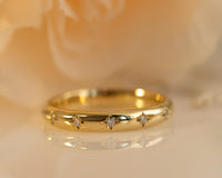 Diamond Wedding Band, Stars Diamond Gold Ring, 14K or 18K Wedding Ring, Anniversary Ring