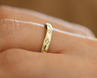 Diamond Wedding Band, Stars Diamond Gold Ring, 14K or 18K Wedding Ring, Anniversary Ring