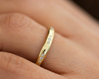Diamond Wedding Band, Diamond Gold Ring, 14K or 18K Gold Wedding Band, Anniversary Ring, Past Present Future Ring, small Diamonds Ring