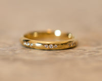 Diamond Wedding Band, Diamond Gold Ring, 14K or 18K Gold Wedding Band, Anniversary Ring, Past Present Future Ring, small Diamonds Ring