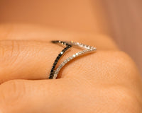 Sivan Lotan Jewelry - סיון לוטן תכשיטים - טבעת יהלומים שחורים - טבעת יהלומים מעוצבת - Diamond Chevron Ring, Double Row Deep V Shape Diamond Band, Pointed Ring Band, 14K Gold V Shape Wedding Band, Black and White diamond RingDiamond Chevron Ring, Double Row Deep V Shape Diamond Band, Pointed Ring Band, 14K Gold V Shape Wedding Band, Black and White diamond Ring